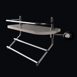 9038-C Mensola in plexiglass bianco con ringhiera e porta salviette MARINA TL BATH - immagine 1