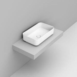 D311141 Lavabo Appoggio Rettangolare 60X36 Bianco Opaco Noemi  DOLOMITE