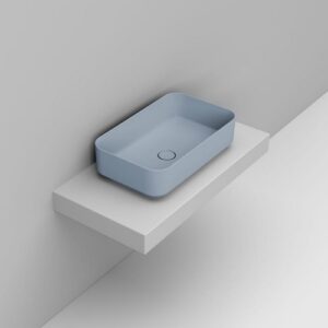 D311271 Lavabo Appoggio Rettangolare 64X38,5 Azzurro Avio Noemi DOLOMITE - immagine 1