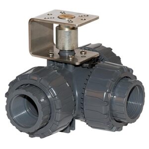 DC3E5C3D3 Corpo valvola diamant 3 vie 1"1/2 PVC sfera L filettato con kit collegamento COMPARATO