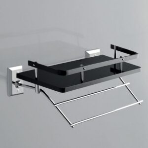 G338-C-AR Mensola con ringhiera e porta salviette in plexiglass arancio GRIP TL BATH - immagine 1