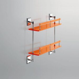 G342-C-AR Scaffale con mensole e ringhiere 2 piani plexiglass arancio GRIP TL BATH - immagine 1