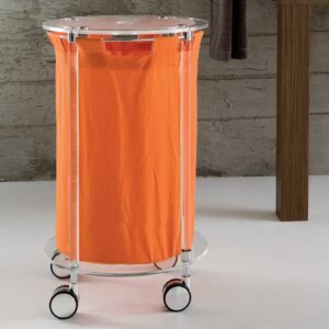 K123CSARS Carrello portabiancheria tondo cromato con sacco arancio TL BATH