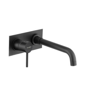 R202281 Miscelatore Monocomando Lavabo Muro Con Piastra Nero Opaco Game  DOLOMITE