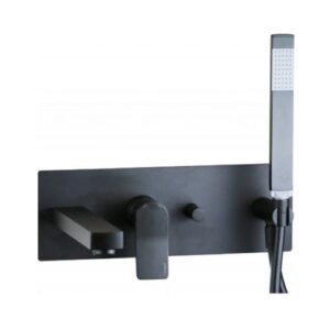 TI001NO Rubinetto miscelatore incasso vasca 2 uscite con deviatore in acciaio inox nero opaco - Tilt PAFFONI