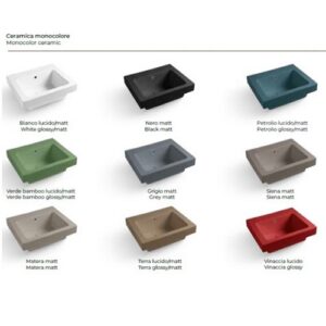 LAB6052T Lavabo in ceramica senza foro per rubinetteria 60x50 Volant BIANCO MATT COLAVENE - immagine 2