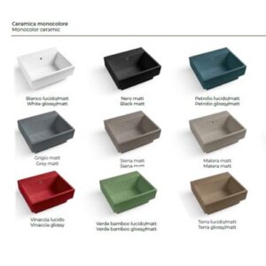 LAB5050F Lavabo in ceramica con foro 50x50 Volant BIANCO LUCIDO COLAVENE - immagine 2