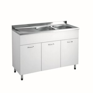 111211 Mobile sottolavello completo di lavello inox e vasche destre 120x50xh91,5 BIANCO COLAVENE