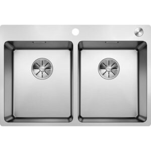 1520832 Lavello sopratop e filotop inox con fascia miscelatore 735x490mm ANDANO 340/340-IF/A BLANCO