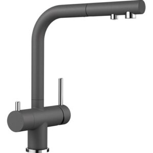 1525207 Miscelatore a 3 vie comandi ed erogatori separati e doccetta estraibile FONTAS-S II - 3 vie - Grigio Roccia BLANCO