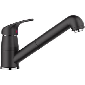 1526153 Miscelatore canna lunga con doccetta estraibile DARAS-S Nero BLANCO