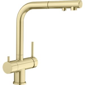 1526694 Miscelatore a 3 vie comandi ed erogatori separati e doccetta estraibile FONTAS-S II - 3 vie - Satin Gold BLANCO