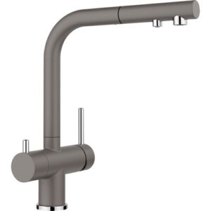 1526946 Miscelatore a 3 vie comandi ed erogatori separati e doccetta estraibile FONTAS-S II - 3 vie - Grigio Vulcano BLANCO