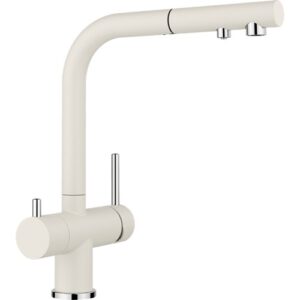 1526947 Miscelatore a 3 vie comandi ed erogatori separati e doccetta estraibile FONTAS-S II - 3 vie - Soft White BLANCO