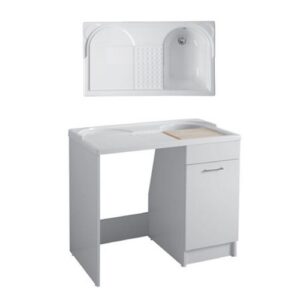 24151B Mobile lavanderia con lavello a Dx 106x50xh89 Duo Duo BIANCO LUCIDO COLAVENE