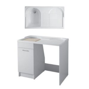 24152B Mobile lavanderia con lavello a Sx 106x50xh89 Duo BIANCO LUCIDO COLAVENE