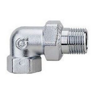 588131   3/8" F x M a bocchettone Raccordo a tre pezzi curvo. Cromato  CALEFFI