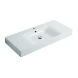 LAC1045 Lavabo in ceramica con foro per rubinetteria 100x45xh10 Cento BIANCO COLAVENE