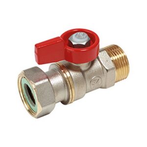 R254PX012 Valvola a sfera, attacchi M-F 1/2"M x calotta 1/2"F - rossa GIACOMINI