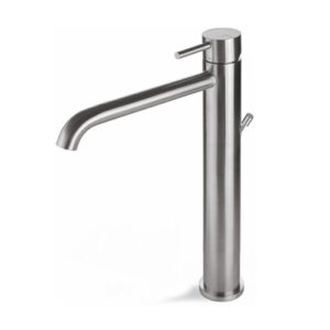 V17020AC005 RUBINETTO MISCELATORE LAVABO ALTO CON SCARICO TIBER STEEL ACCIAIO SPAZZOLA VEMA