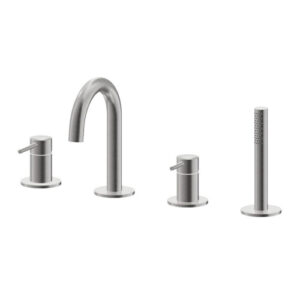 V17150AC005 RUBINETTO MISCELATORE BORDO VASCA COMPLETO TIBER ACCIAIO INOX VEMA