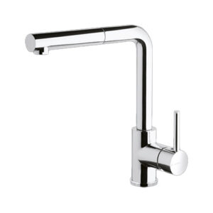 V18025AC005 RUBINETTO MISCELATORE CUCINA CANNA L CON DOCCETTA ESTRAIBILE ACCIAIO INOX VEMA