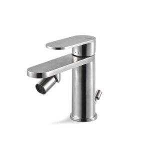 V28070AC005 RUBINETTO MISCELATORE BIDET CON SCARICO AYAS STEEL ACCIAIO INOX VEMA