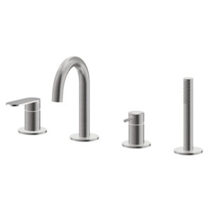 V28150AC005 RUBINETTO MISCELATORE BORDO VASCA COMPLETO AYAS ACCIAIO INOX VEMA