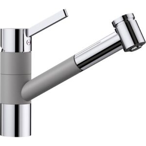 1517611 Miscelatore canna rialzata con doccetta estraibile a due getti TIVO-S Alumetallic/Cromato BLANCO - immagine 1