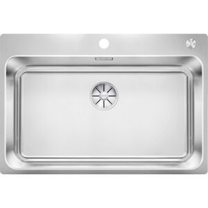 1526127 Lavello sopratop/filotop con scarico e inFino e troppopieno rettangolare con fascia miscelatore 730x490 mm SOLIS 700-IF/A BLANCO