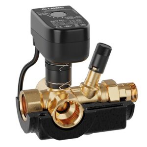 640066 Valvola a sfera a tre vie deviatrice motorizzata con bypass differenziale integrato 1"F - 3/4"M 230V-10'' CALEFFI
