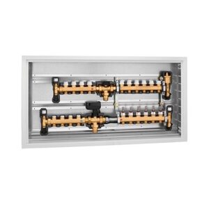 6640H1 Gruppo di commutazione e distribuzione per impianto a pannelli radianti e ventilconvettori preassemblato 1" - 8 + 4 derivazioni 1/4" CALEFFI