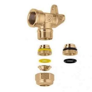 930412 Raccordo curvo con attacchi a muro 1/2" F - Ø 12 CALEFFI
