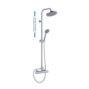 14E00000A0CR Colonna doccia fissa in acciaio cromato con supporto e miscelatore cromo SPHERA