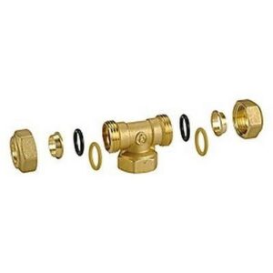 R569 Raccordo a T filettato femmina R569Y113 14 x 1/2" x 14 GIACOMINI