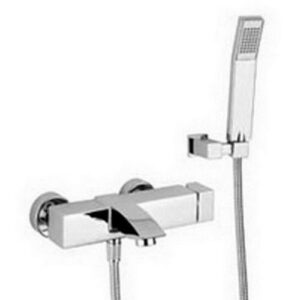 LEC026CR Rubinetto miscelatore vasca con set doccia e supporto a muro fisso LEVEL PAFFONI