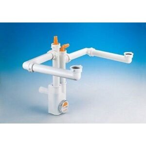 9.1285.01 Sifone Sp 2Nt Ø40 Per Due Vasche F1½" Uscita Pp Ø4 Lira