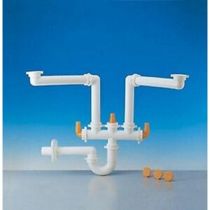 9.1275.09 Sifone Spazio 2/35 Ø40 Per Due Vasche F1½" Uscita Lira