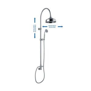 C36C4371ECR Colonna doccia con supporto regolabile, presa acqua a muro con deviatore, soffione e doccetta anticalcare cromo SPHERA
