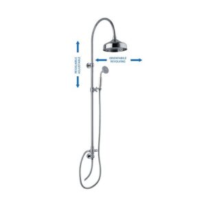 C36D4371ECR Colonna doccia con supporto regolabile, presa acqua a muro, deviatore con attacco flessibile, soffione e doccetta anticalcare cromo SPHERA