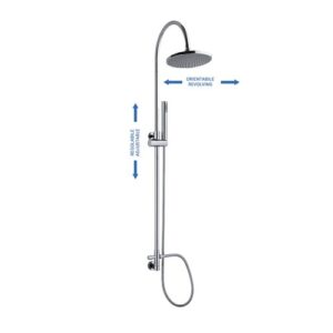 C37C43639CR Colonna doccia regolabile e orientabile con presa acqua a muro, deviatore, soffione e doccetta cromo SPHERA