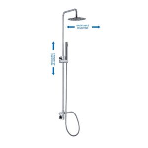 C40C41055CR Colonna doccia regolabile e orientabile con presa acqua a muro, deviatore, soffione e doccetta cromo SPHERA