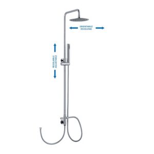C40D41055CR Colonna doccia regolabile e orientabile deviatore e attacco flessibile con soffione e doccetta cromo SPHERA