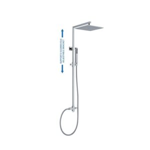 C56B40548CR Colonna doccia quadra con supporto doccia fisso, deviatore, soffione e doccetta cromo SPHERA