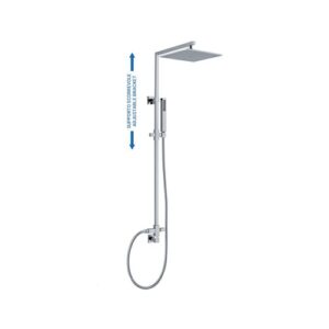 C56C40548CR Colonna doccia quadra con supporto doccia, presa acqua a muro, deviatore, soffione e doccetta cromo SPHERA