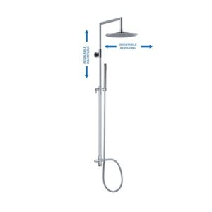 C74B41055CR Colonna doccia tonda con supporto doccia fisso, deviatore, soffione e doccetta cromo SPHERA
