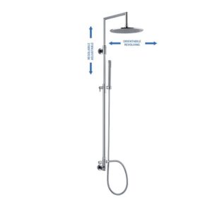 C74C41055CR Colonna doccia tonda con supporto doccia, presa acqua a muro, deviatore, soffione e doccetta cromo SPHERA