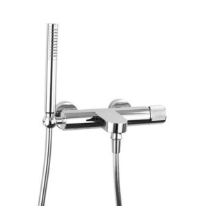 RTM0P8451 MONOCOMANDO VASCA EST.DEVIATORE AUT.supp. integrato.CROMATO RIGATINO FRISONE