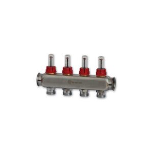 208ACT-07-09 Collettore inox di mandata F/F con flussimetri att.3/4" 1-1/4"x 9 vie TE-SA