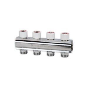 208AR-054-08 Collettore F/F con rubinetto att.1/2" 3/4"x 8 vie - Int.38 TE-SA